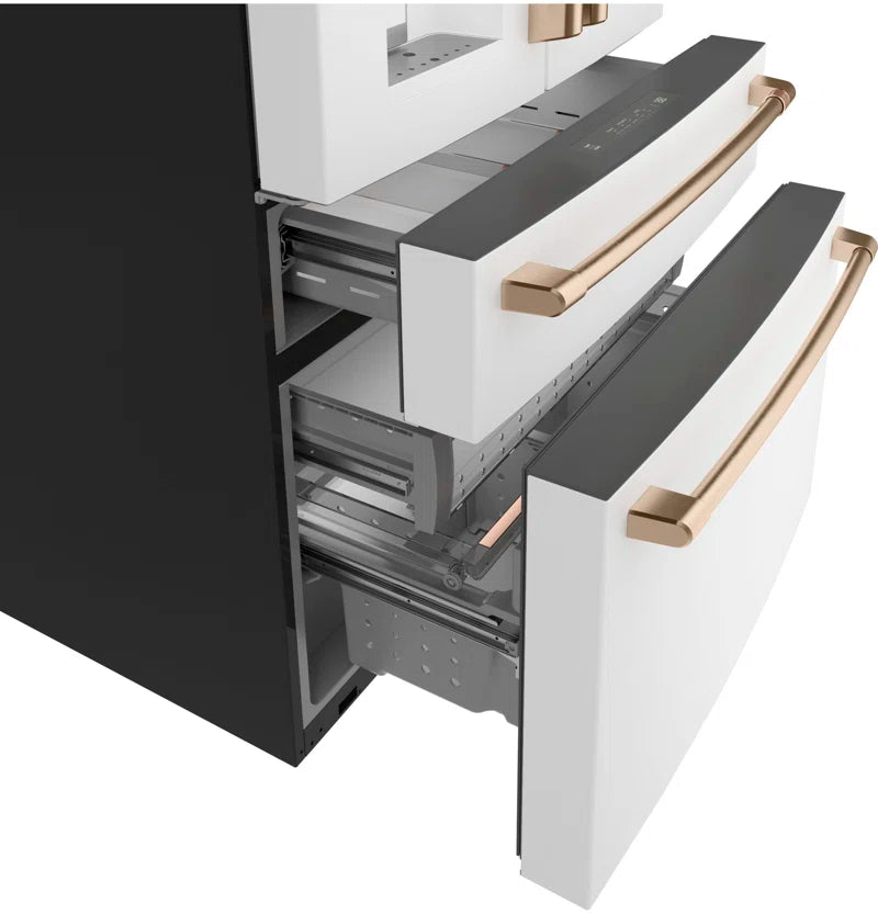 RoyalSavings French-door smart refrigerator with sleek stainless steel finish and digital control panel visible in the image.