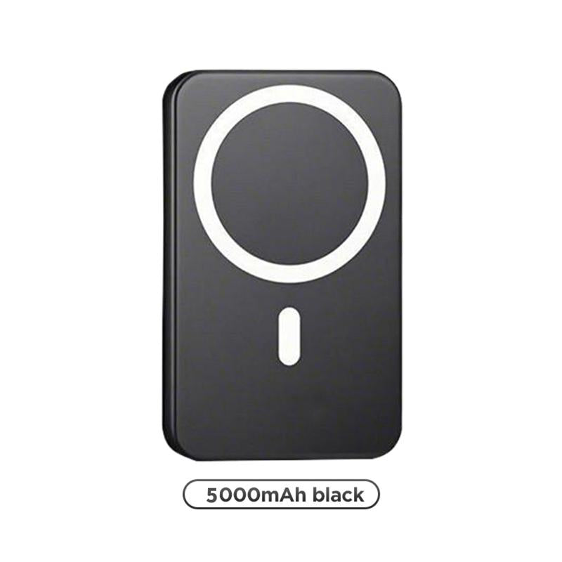 RoyalSavings 5000mAh magnetic power bank with MagSafe wireless fast charging for iPhone 12-17 Pro and Pro Max, compact portable battery pack.