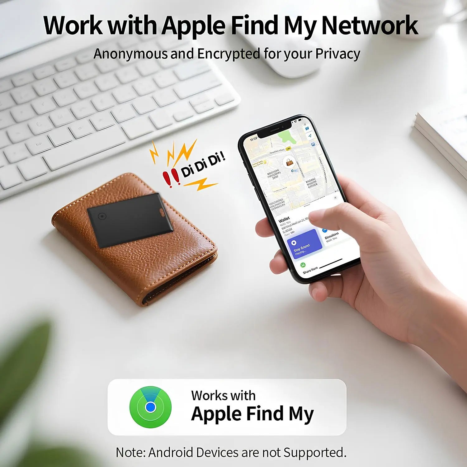 RoyalSavings Wallet Tracker Card for Apple Find My, ultra-thin Bluetooth item locator on a sleek wallet.