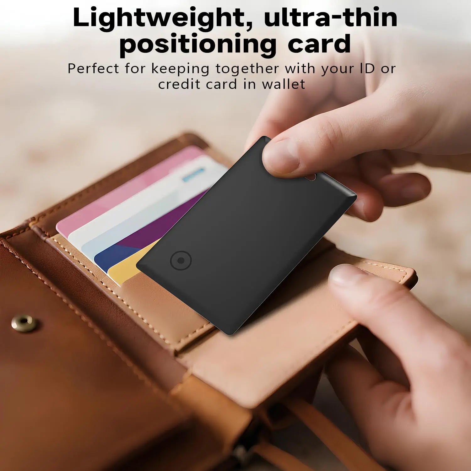 RoyalSavings Wallet Tracker Card for Apple Find My, ultra-thin Bluetooth item locator showing a sleek card with tracking features.