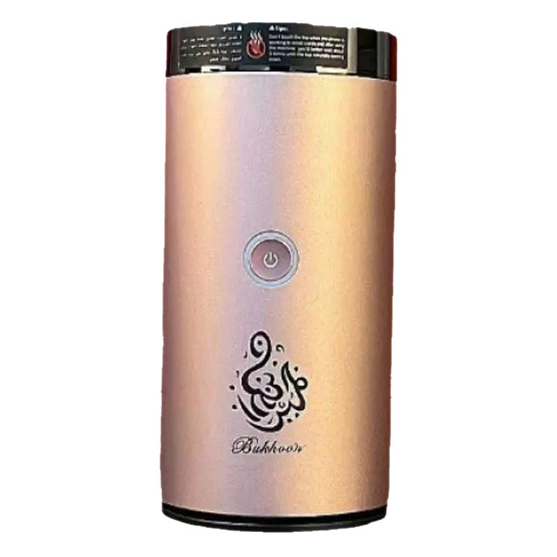 Golden Bluetooth Quran device with portable design, showing compact, wireless Quran reader with control buttons and sleek black finish.