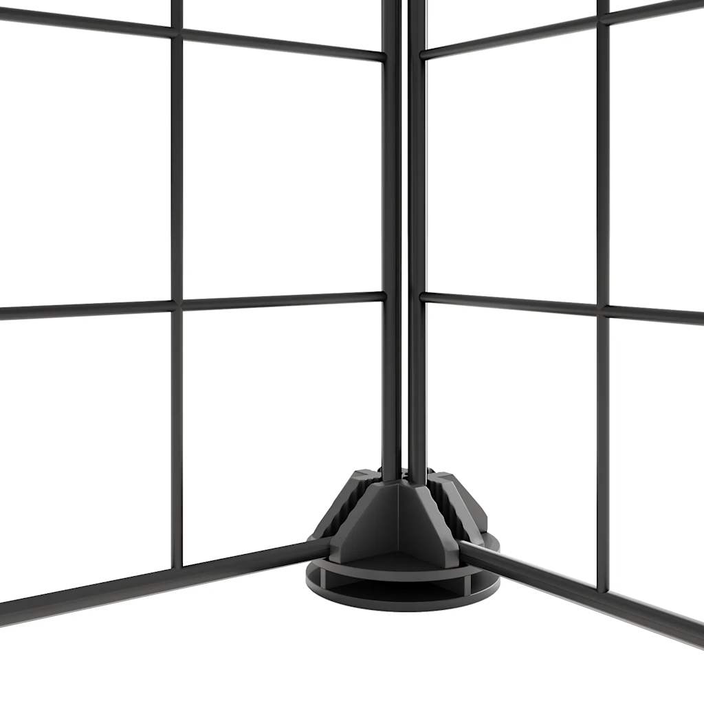 Golden 8-Panel Pet Cage with Door, versatile 12-Panel Pet Cage for small animals, black metal with secure door and spacious design.
