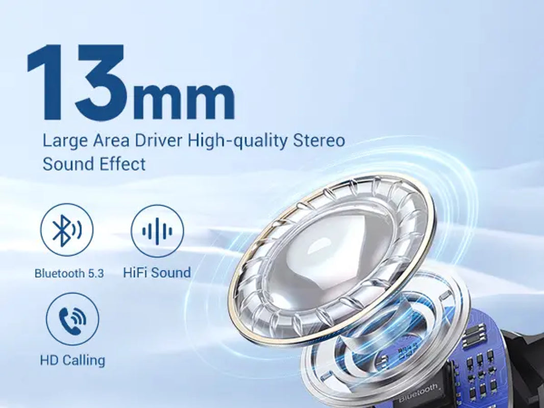 Wireless EDYELL C16 earbuds by RoyalSavings with Bluetooth 5.3, waterproof design, shown in black with charging case