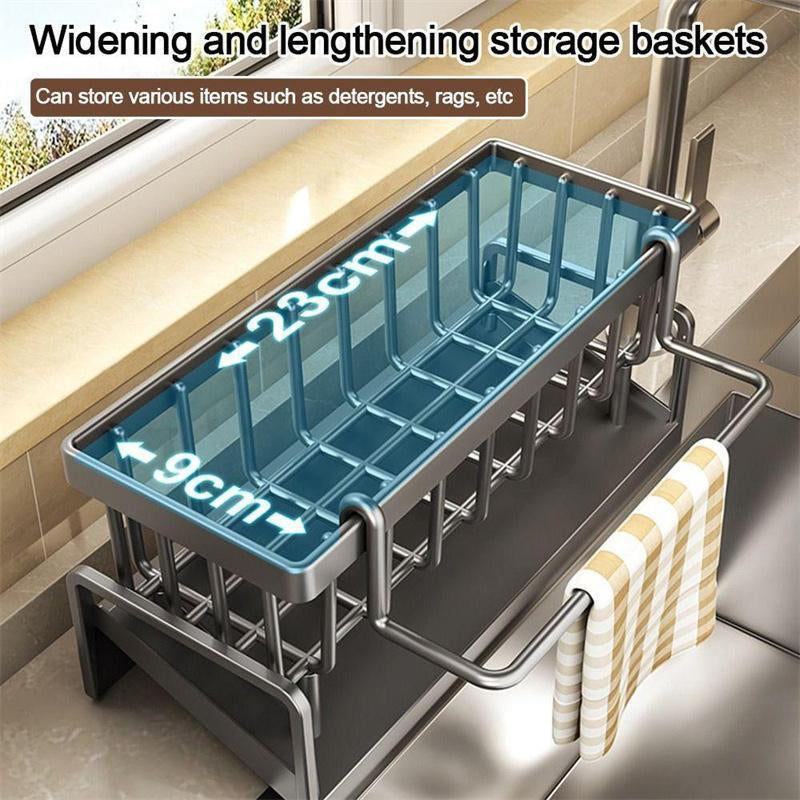 RoyalSavings decorative kitchen sink drying rack with hanging design, waterproof steel, compact size, ideal for kitchen organization.