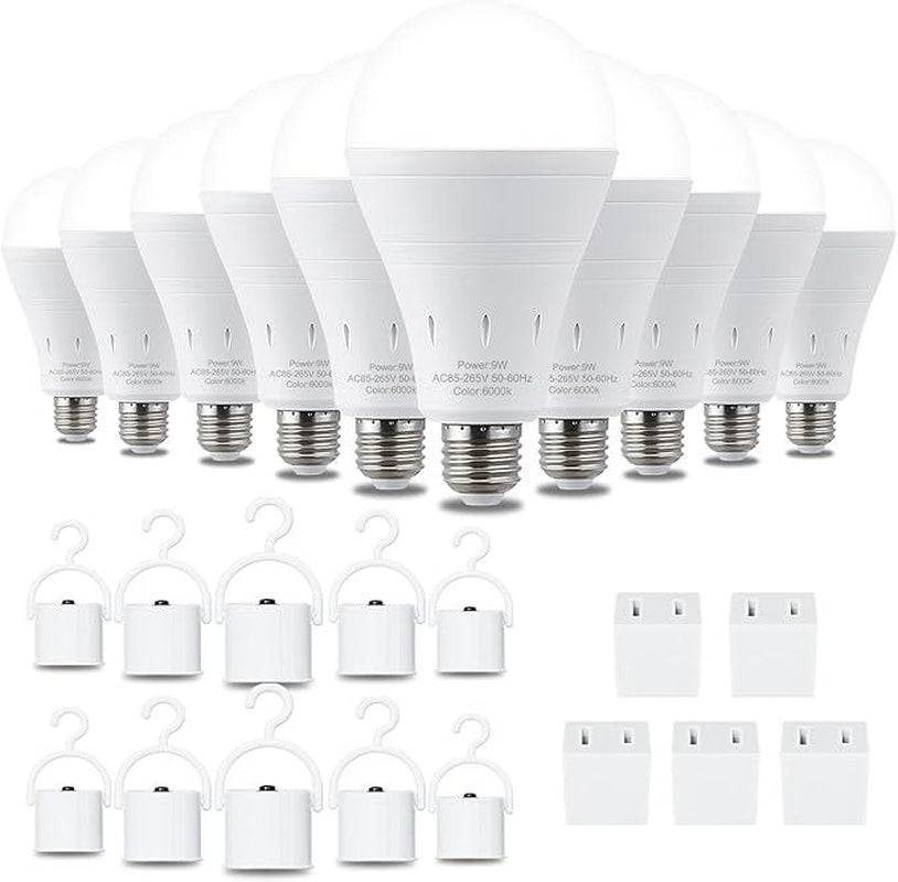 RoyalSavings rechargeable emergency LED light bulb in daylight 6000K, E26, 9W, battery-powered for home outages and camping.