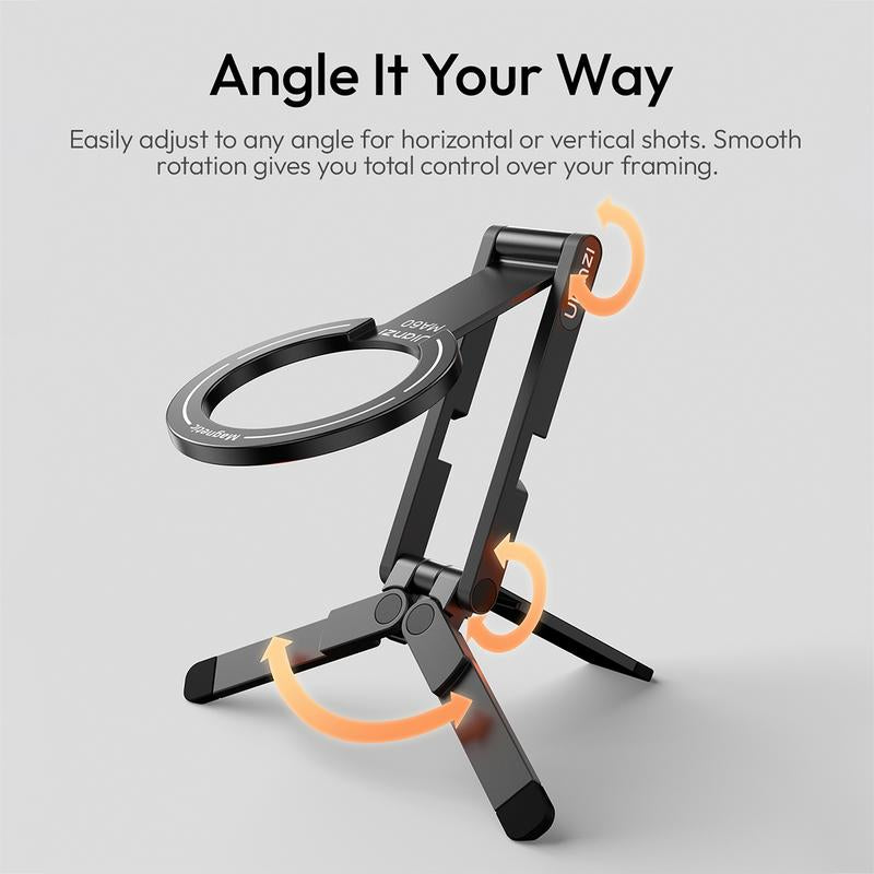 RoyalSavings ULANZI MA60 magnetic phone stand for iPhone, compact aluminum foldable tripod with quick magnetic mount for models 12-16