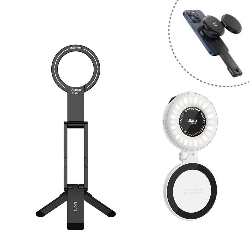 ULANZI MA60 magnetic phone stand for iPhone, aluminum mini foldable tripod with magnetic quick mount, compatible with iPhone 12-16.