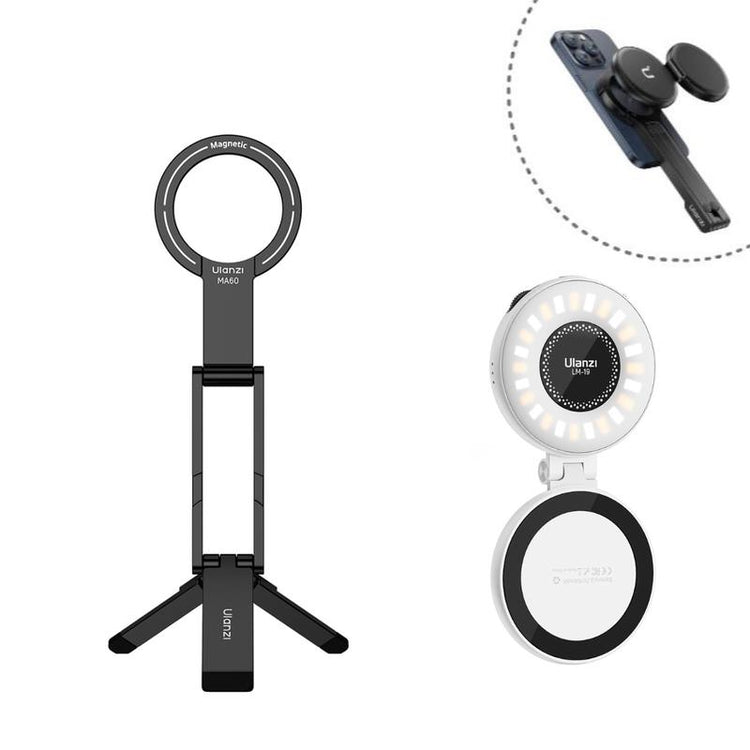 ULANZI MA60 Magnetic Phone Stand for Iphone – Aluminum Mini Foldable Tripod | Pocket-Sized Cell Phone Stand with Magnetic Quick Mount | Compatible with Iphone 12, 13, 14, 15, and 16 Models Magnetic Phone Tripod Stand