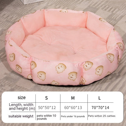 Golden octagonal pet bed with soft fleece lining, cozy cushion inside, perfect for small pets to rest comfortably.
