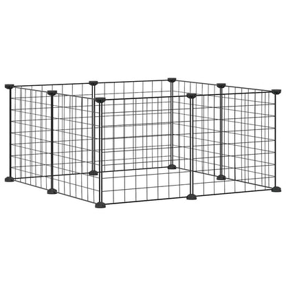 Golden 8-panel pet cage with door, showing sturdy metal bars and secure latch for small animals or pets.