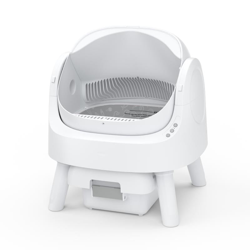 RoyalSavings Petpivot Autoscooper 11 open-top self-cleaning cat litter box with odor-free waste disposal and included trash bags.