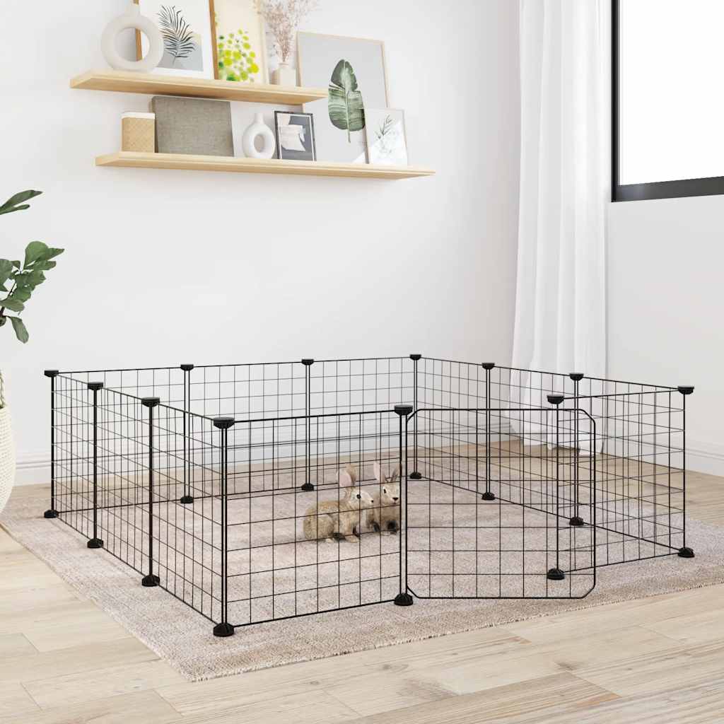 Golden 8-panel pet cage with door, sturdy metal construction, ideal for small animals and pets, versatile for indoor or outdoor use.