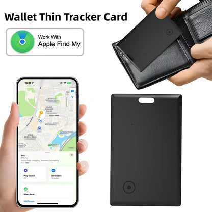 RoyalSavings Wallet Tracker Card for Apple Find My, ultra-thin Bluetooth item locator on a sleek black card.