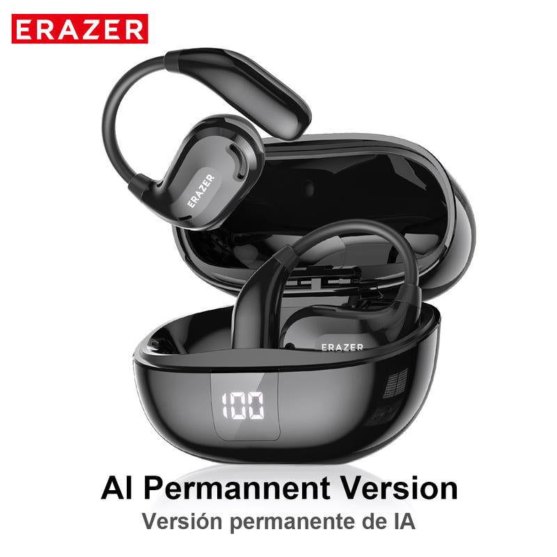 RoyalSavings ERAZER Xt66Pro OWS wireless Bluetooth earbuds with microphone, supporting 135 languages, real-time translation, and HiFi sound.