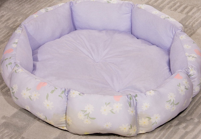 Golden octagonal pet bed with soft fleece lining, providing a cozy and comfortable resting spot for small pets.