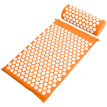 Golden massage acupuncture sports mat with textured surface for pain relief and muscle relaxation.