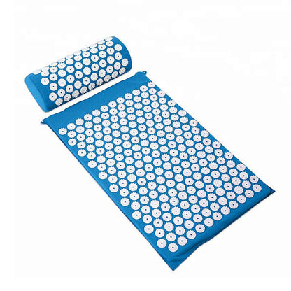 Golden massage and acupuncture mat with textured surface for relaxation and muscle relief, designed for sports and wellness use.