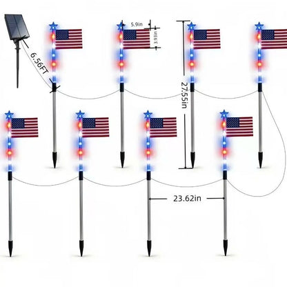 Eight American flag solar lights from RoyalSavings, outdoor flag light set with solar-powered illumination.