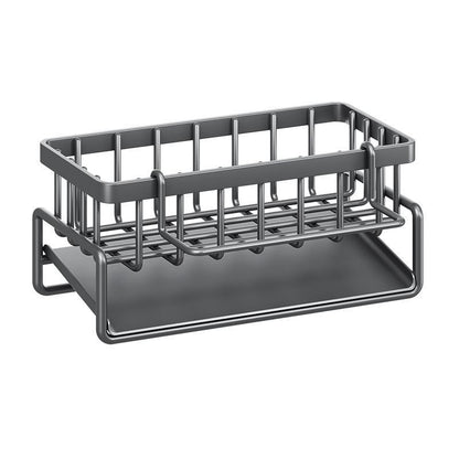 RoyalSavings kitchen sink drying rack with hanging design, waterproof steel, compact size, ideal for storing utensils and dishware.