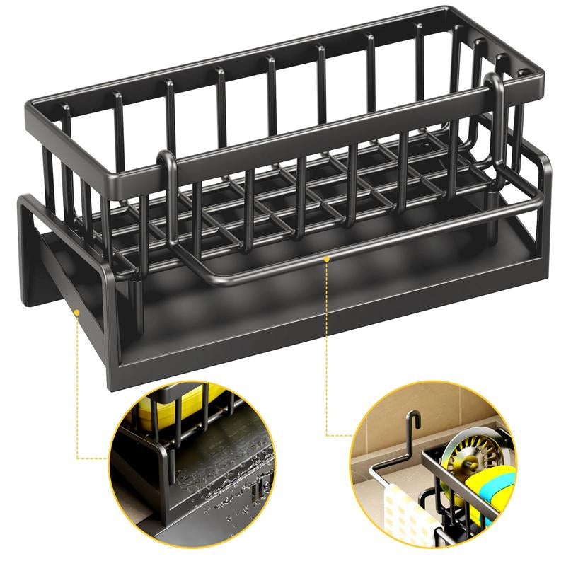 RoyalSavings decorative kitchen sink drying rack with waterproof steel, hanging design, compact storage for kitchen use.
