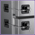 Two black refrigerator door locks from RoyalSavings, child-proof locks for fridges, freezers, and cabinets in a 2-pack.