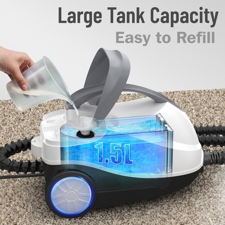 Phueut 1800W High-Pressure Steam Cleaner with 1.5L Tank & 28 Attachments for Home Multipurpose Floor Cleaning Chemical-Free Heavy-Duty Steamer