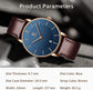 Watch, Mens Watch, Minimalist Fashion Simple Wrist Watch Analog Date with Leather Strap