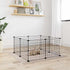 Golden 8-panel pet cage with door, featuring sturdy metal bars and secure latch for small animals or pets.