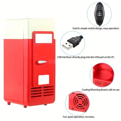 RoyalSavings mini USB refrigerator showing compact design with cooling and heating functions, suitable for car or computer use