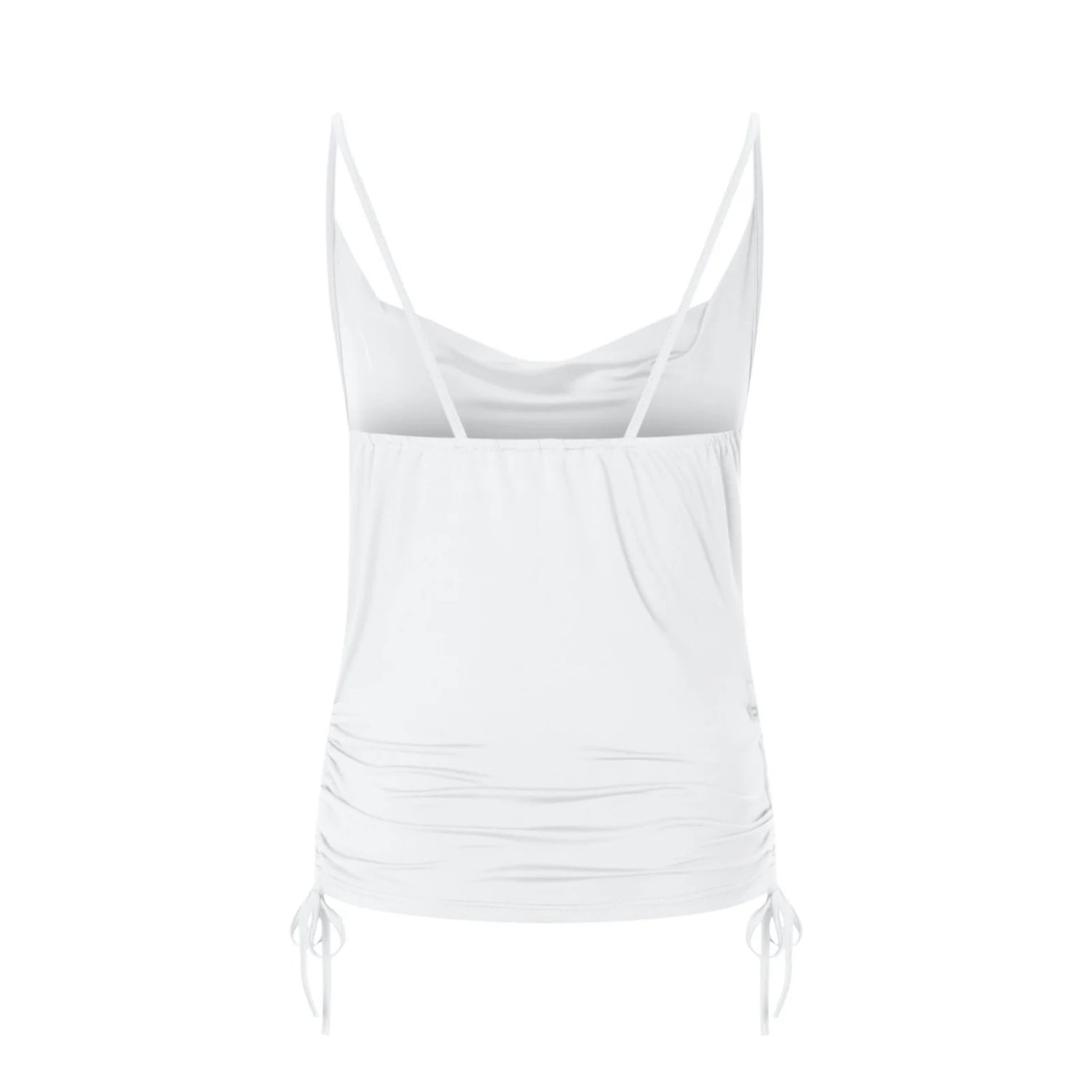 Solid Spaghetti Strap Camisoles Women Soft Tredny Side Drawstring Ruched Tank Tops Elegant Cowl Neck Cami Tops Fitted Y2K Going Out Crop Tops