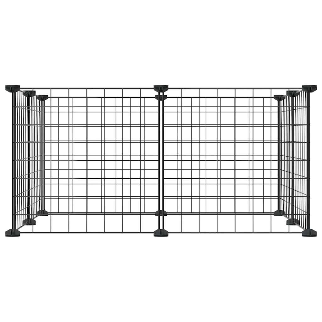 Golden 8-Panel Pet Cage with Door, versatile 12-Panel pet cage for small animals, sturdy metal construction and secure door.