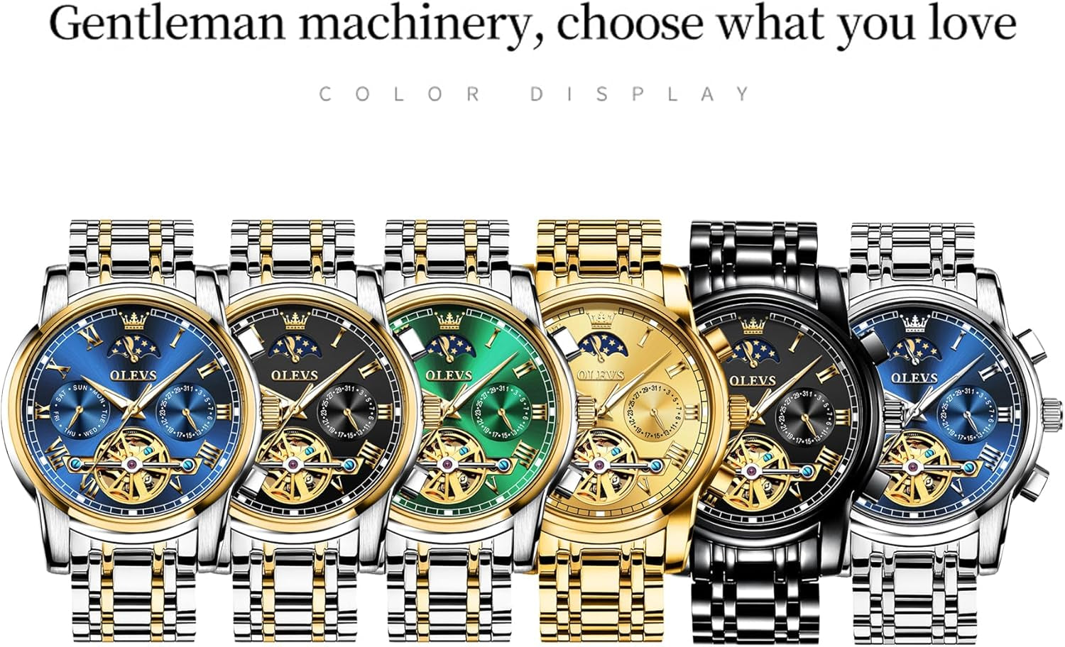 Automatic Mechanical Watches for Men Self Winding Waterproof Stainless Steel Men&