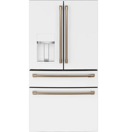RoyalSavings French-door smart refrigerator with sleek stainless steel finish, digital display, and spacious interior for modern kitchens