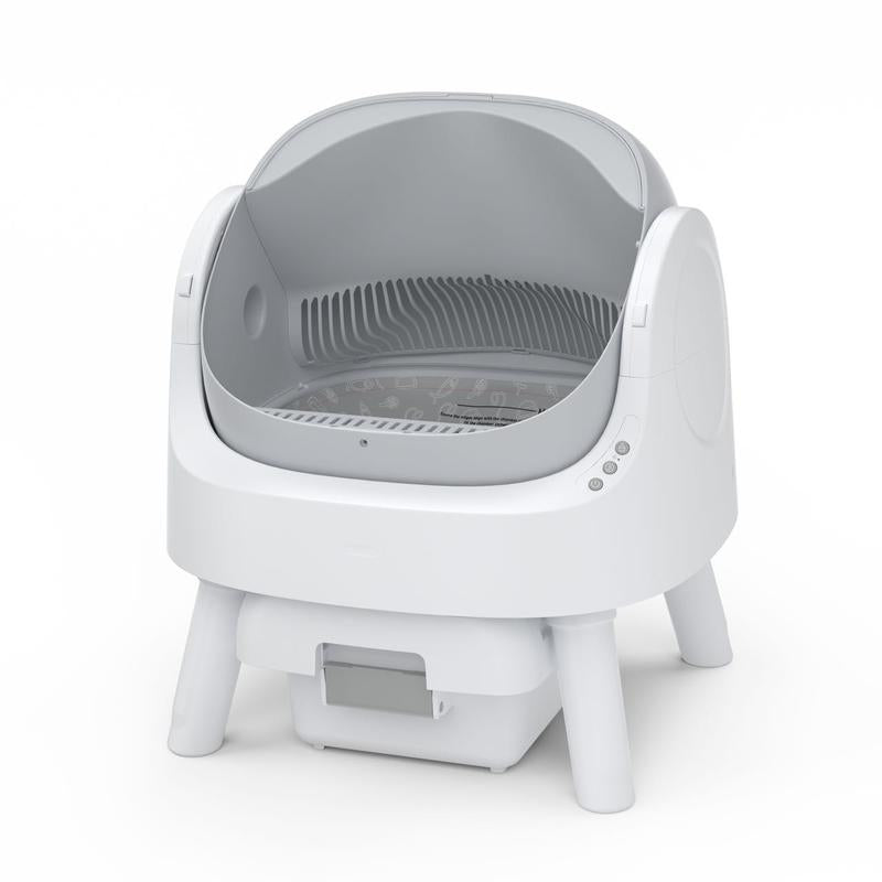 RoyalSavings Petpivot Autoscooper 11 open-top self-cleaning cat litter box with trash bags, odor-free waste disposal system.