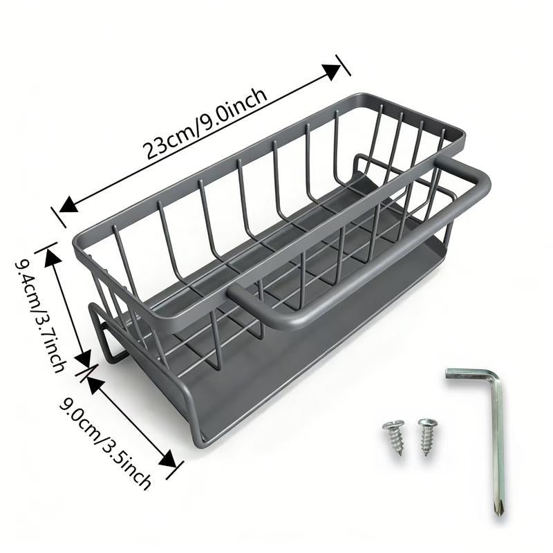 RoyalSavings waterproof steel kitchen sink drying rack with hanging design, multifunctional storage for home use, 9.05x3.6x4 inches
