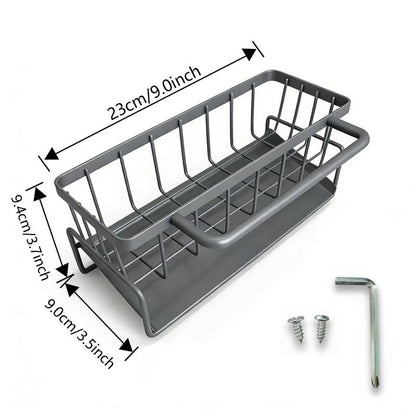 RoyalSavings waterproof steel kitchen sink drying rack with hanging design, multifunctional storage for home use, 9.05x3.6x4 inches