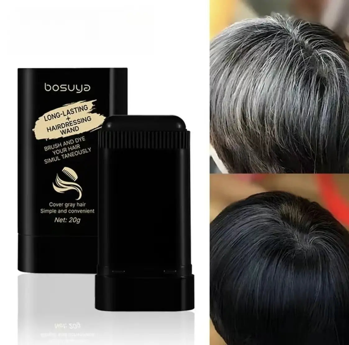 Portable Bosuya Hair Dye Comb by RoyalSavings for instant gray coverage, featuring a compact design and easy application.