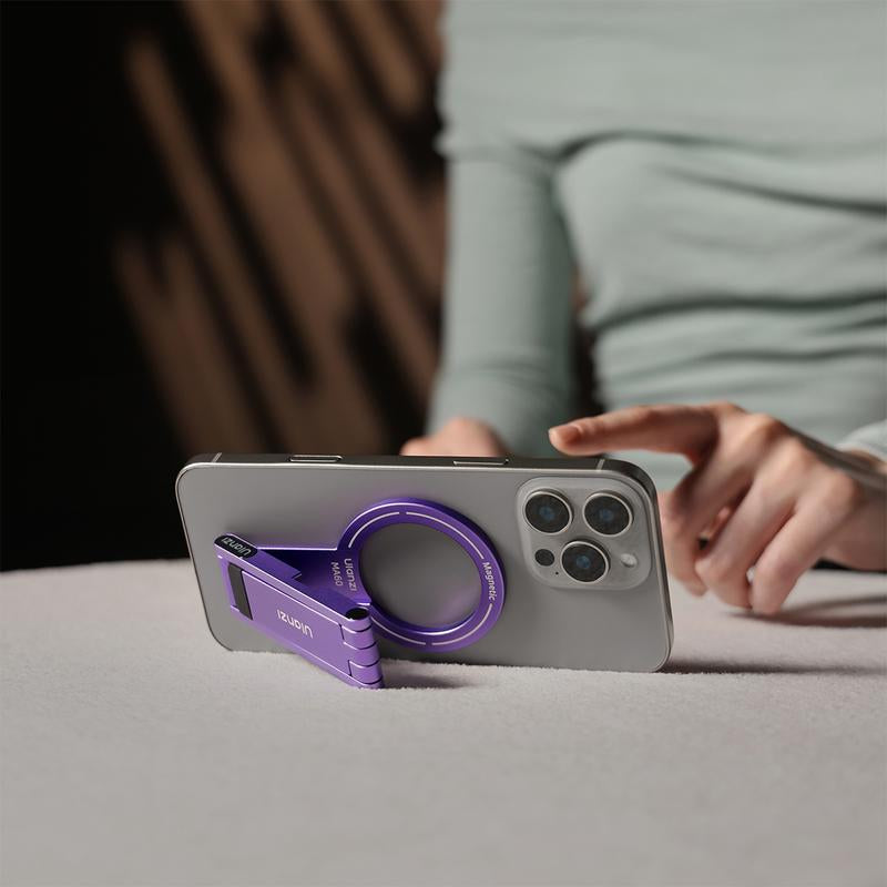 ULANZI MA60 Magnetic Phone Stand for Iphone – Aluminum Mini Foldable Tripod | Pocket-Sized Cell Phone Stand with Magnetic Quick Mount | Compatible with Iphone 12, 13, 14, 15, and 16 Models Magnetic Phone Tripod Stand