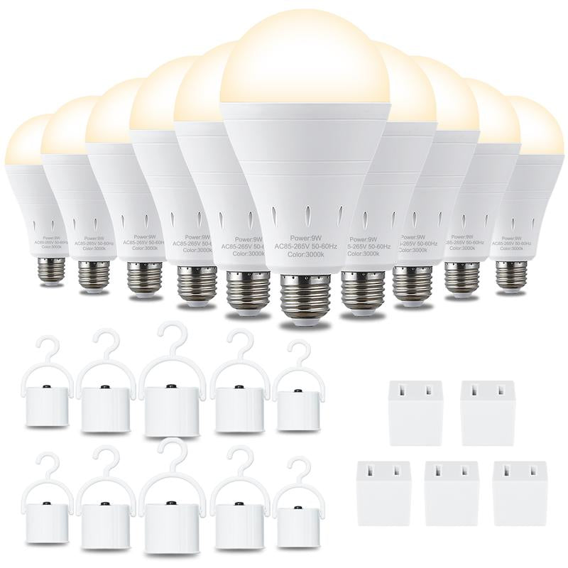 RoyalSavings rechargeable emergency LED light bulb with daylight 6000K, E26 base, 9W, battery-powered for home outages and camping