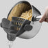 RoyalSavings silicone pot side pasta strainer with adjustable clip clamp for kitchen, home, cookware, and dorm use.