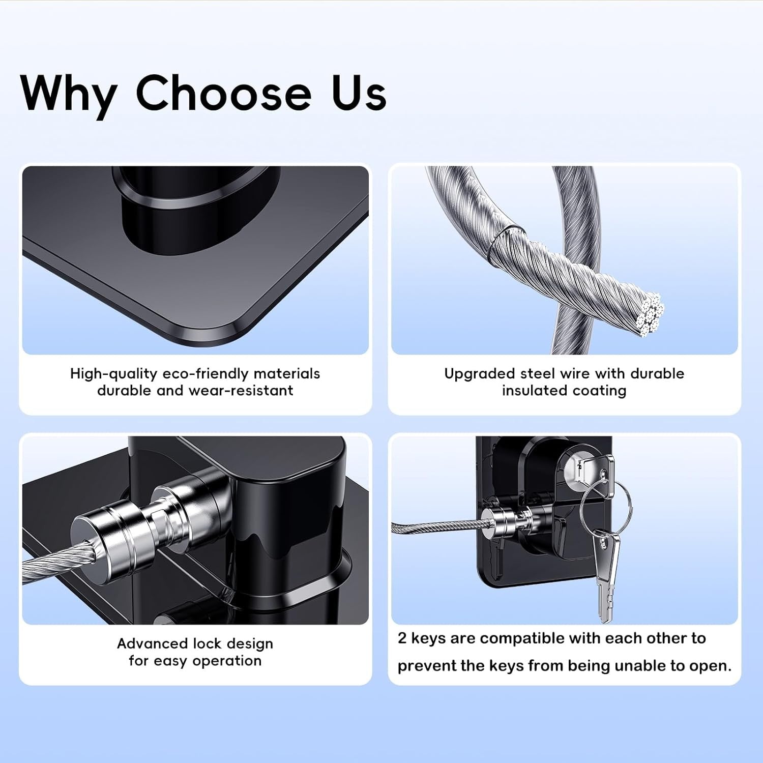 Two black refrigerator door locks by RoyalSavings, child-proof locks for fridge, freezer, and cabinets, shown in the image.
