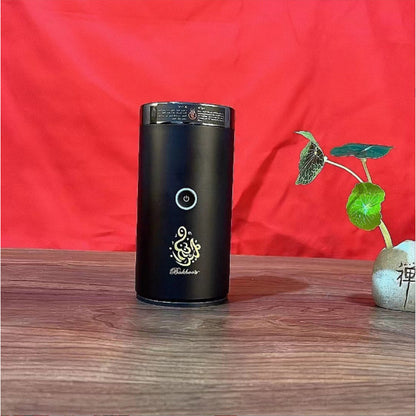 Golden Bluetooth Quran device showing a portable, Bluetooth-enabled Quran reader with a compact design and digital display.