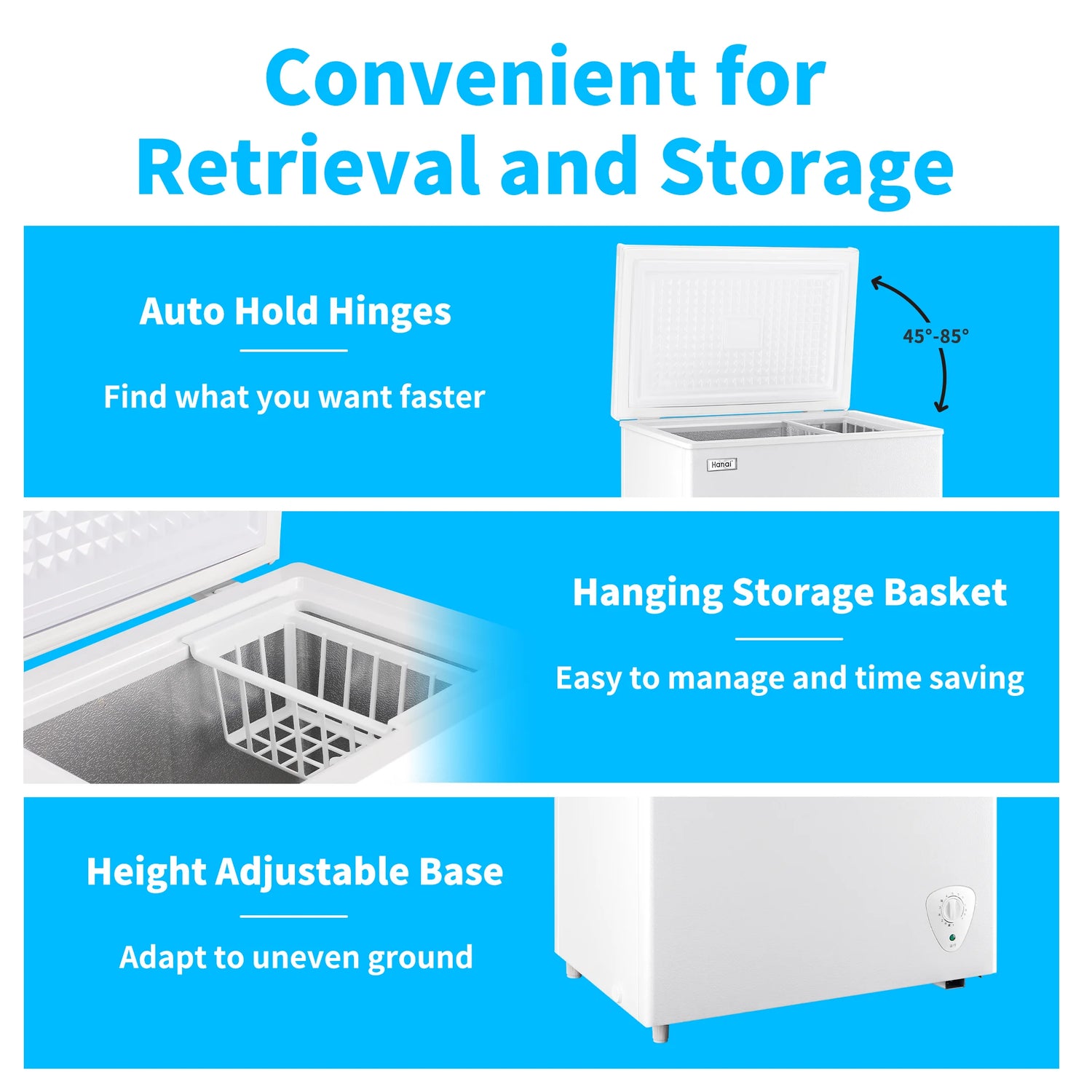 RoyalSavings 3.5 cu.ft white chest freezer with removable storage basket, deep freezer for efficient food storage