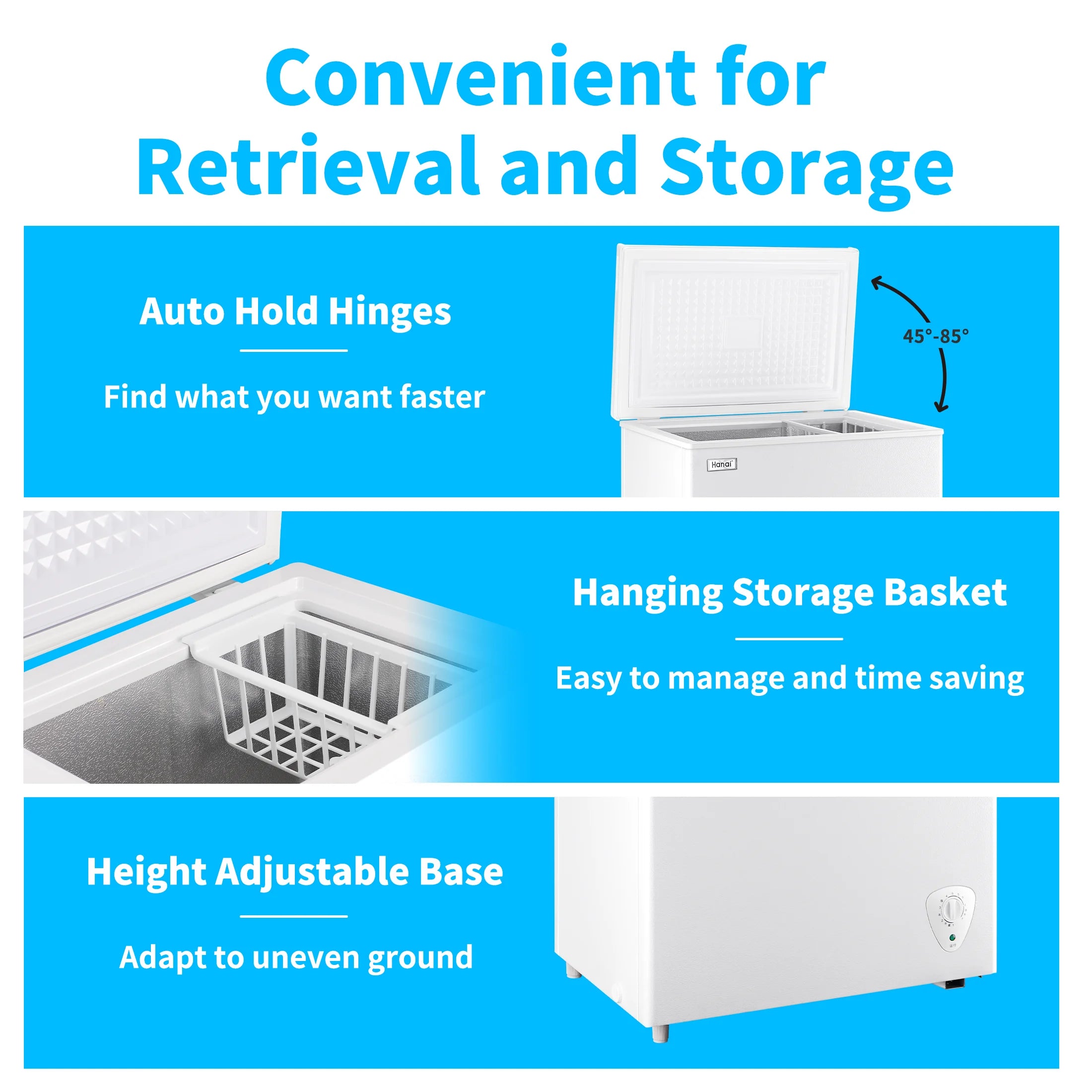 RoyalSavings 3.5 cu.ft white chest freezer with removable storage basket, deep freezer for efficient food storage