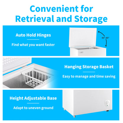 RoyalSavings 3.5 cu.ft white chest freezer with removable storage basket, deep freezer for efficient food storage