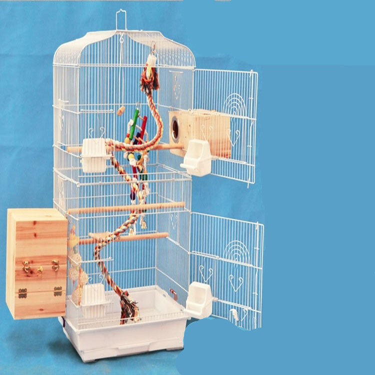 Golden portable bird parrot cage for small and medium birds, with spacious bars and a removable tray for easy cleaning.