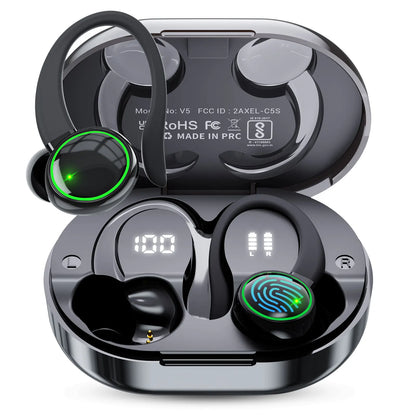 Wireless earbuds EDYELL C16 by RoyalSavings featuring Bluetooth 5.3, waterproof design, shown in black with charging case.