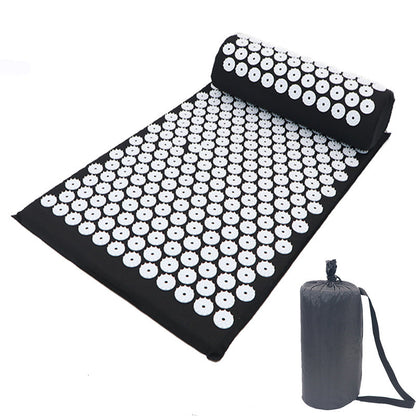 Golden massage acupuncture mat with textured surface designed for relaxation and sports therapy.