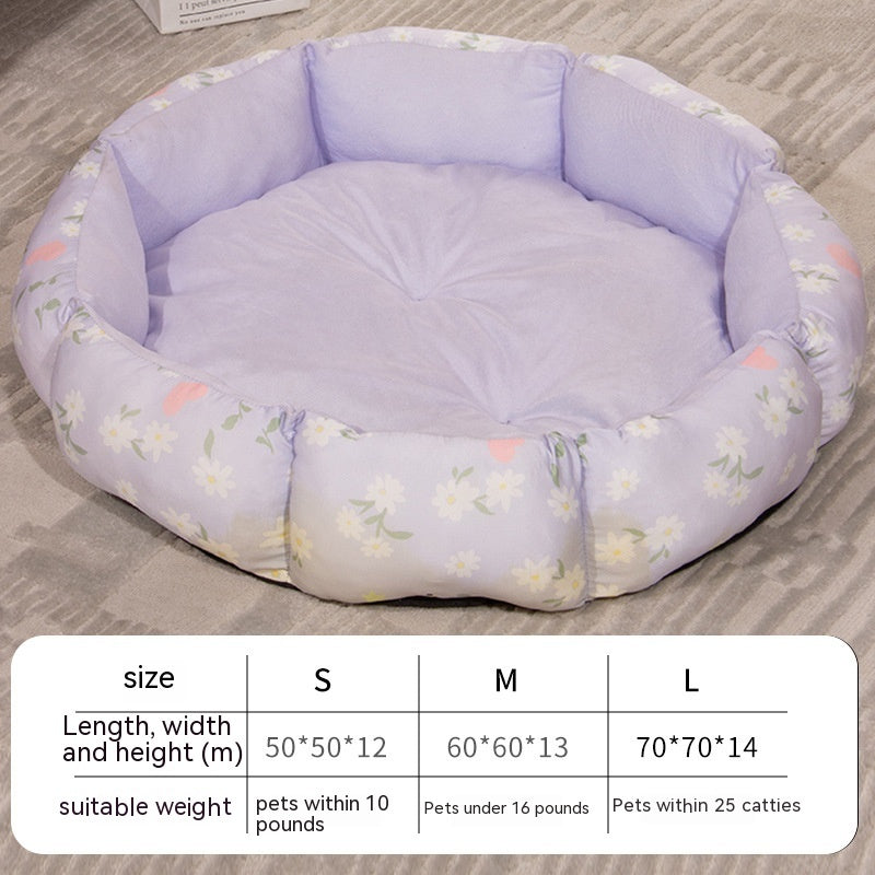 Golden octagonal pet bed with soft fleece lining, cozy and comfortable for small pets, featuring a stylish design.
