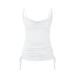 Solid Spaghetti Strap Camisoles Women Soft Tredny Side Drawstring Ruched Tank Tops Elegant Cowl Neck Cami Tops Fitted Y2K Going Out Crop Tops